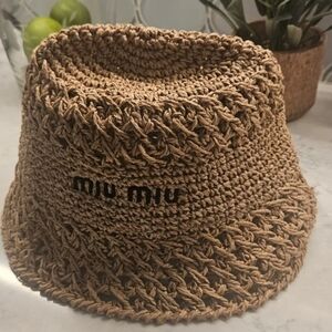 ✨Miu Miu✨ NWOT Tan Crochet Bucket Hat